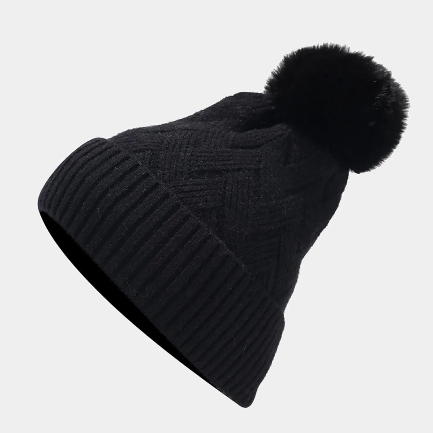 3 in 1 Set Women Men Beanie Scarf Gloves Set Fleece Lined Pom Pom Beanie Warm Knit Long Scarf Gloves for Cold Weather