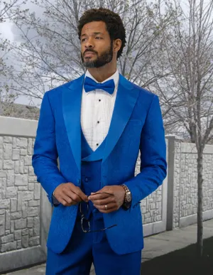 3 Pc Flat Front Pants With Matching Bow Tie | BELAGIO15| Royal
