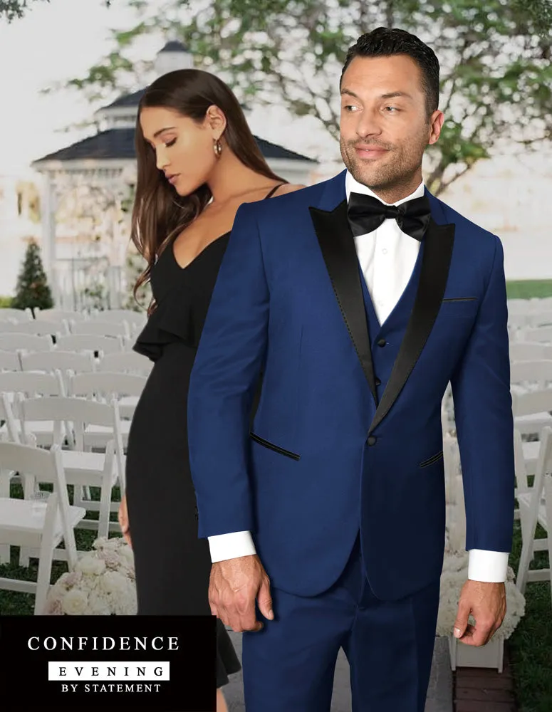3 Pc. Tailored Fit Tuxedo Peak Lapel Flat Front | TUX-PK-Sapphire