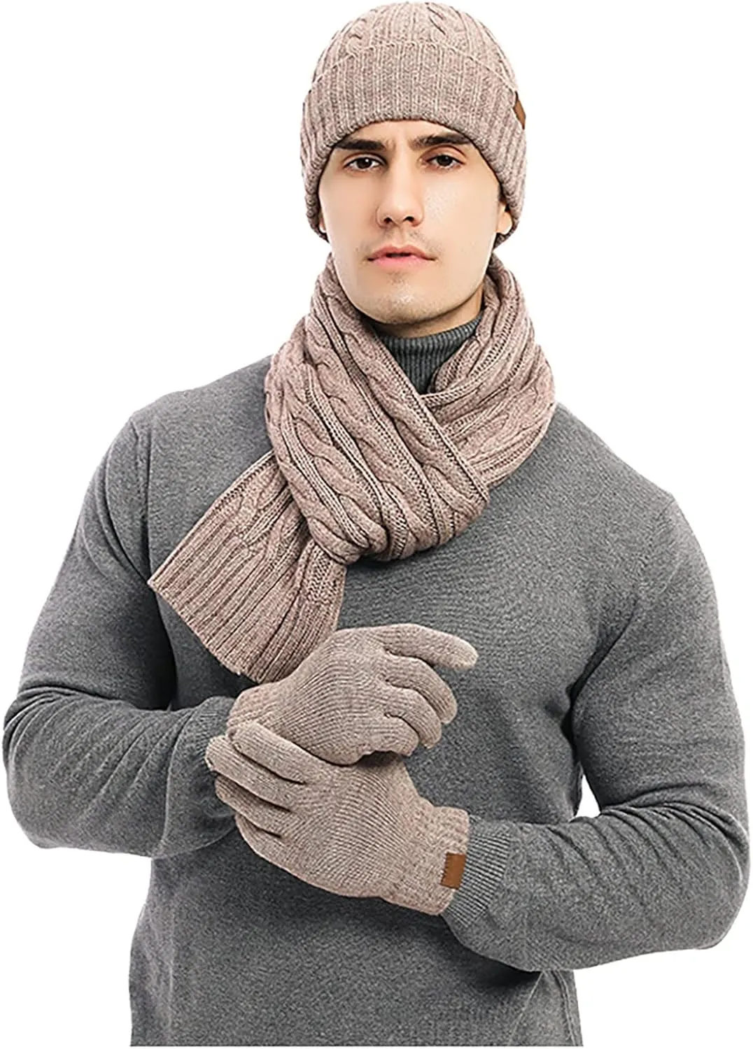 3Pcs Winter Hat Scarf and Glove for Women Knit Beanie Hat Neck Warm Scarf Set Cap Winter Sets for Women
