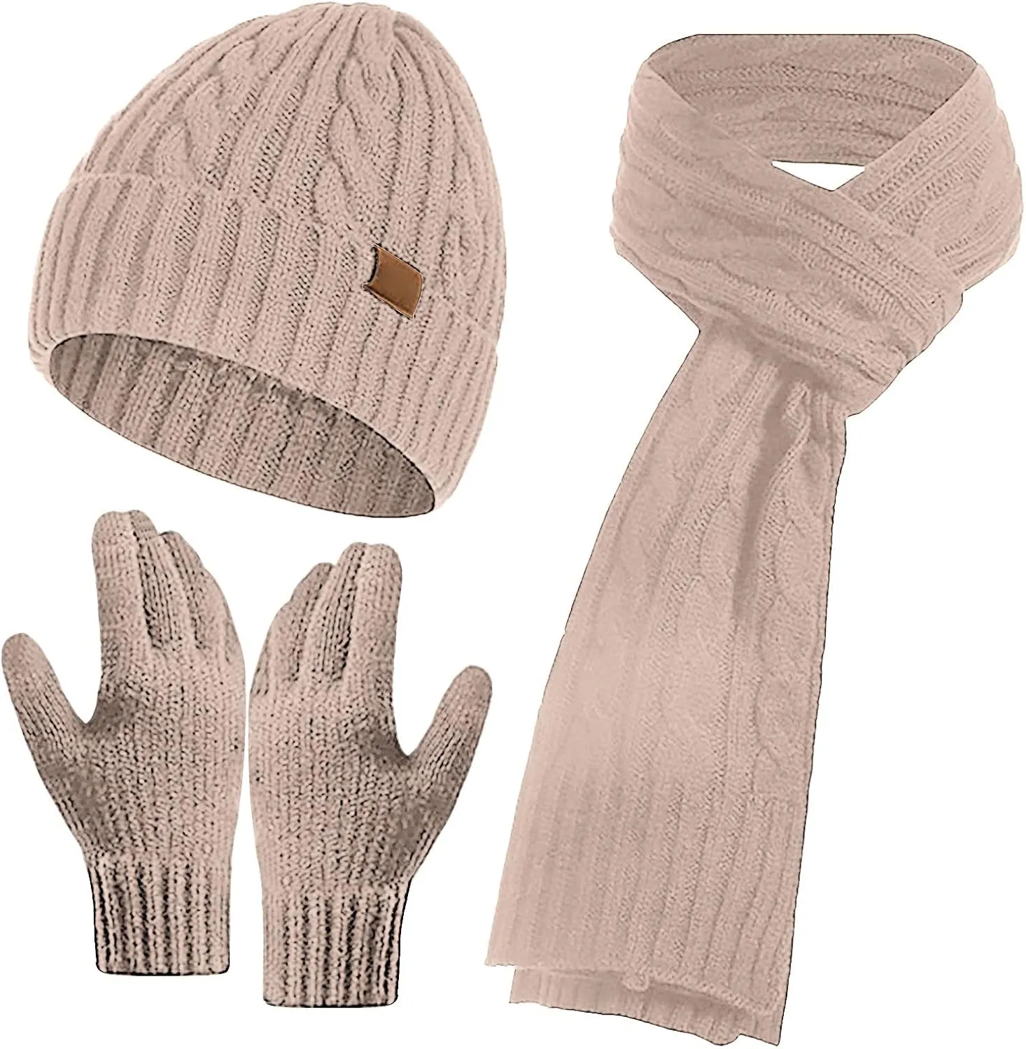 3Pcs Winter Hat Scarf and Glove for Women Knit Beanie Hat Neck Warm Scarf Set Cap Winter Sets for Women
