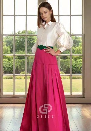 A-Line Long Lantern Sleeves Wedding Guest Mother of Bride Dress