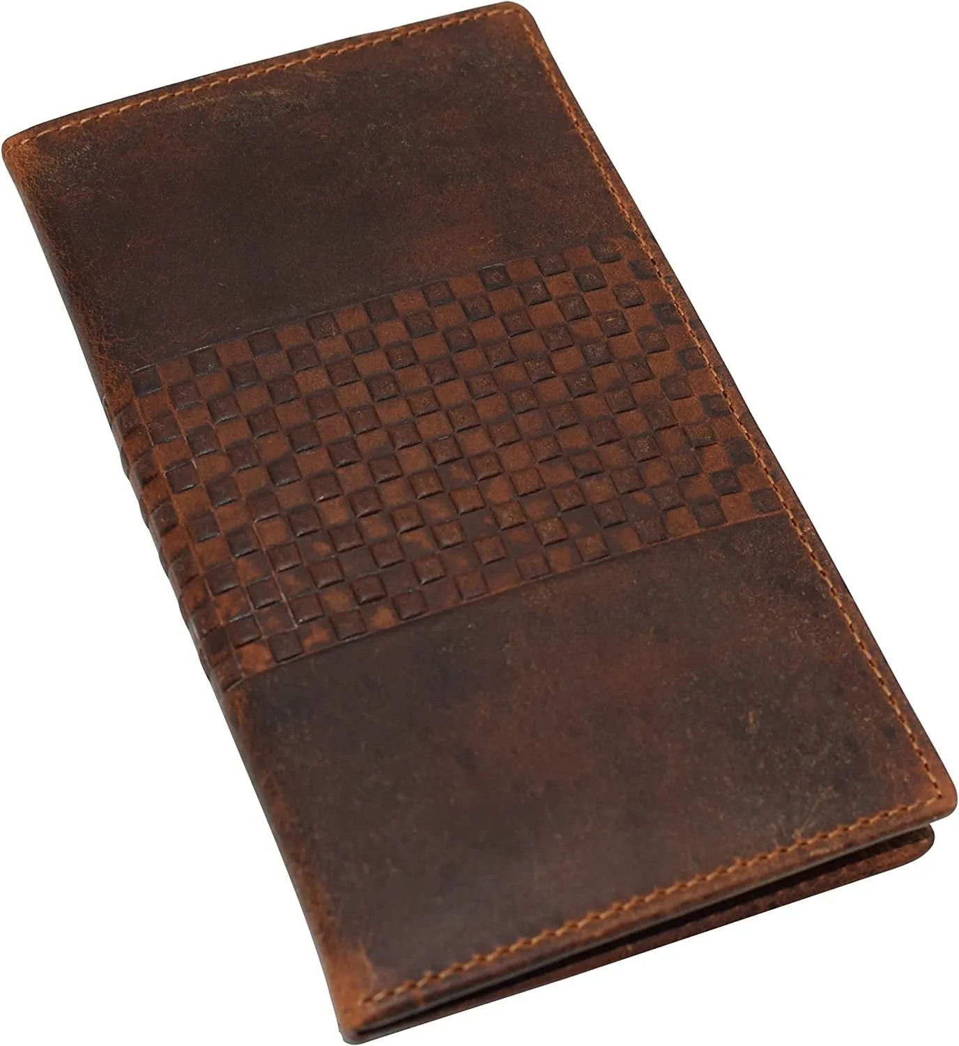 CAZORO RFID Protected Vintage Leather Long Bifold Slim Wallet for Women Men