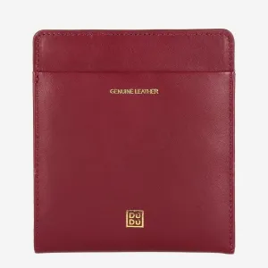 DuDu Designer Womens Leather Wallet With Magnetic Closure - Bordeaux