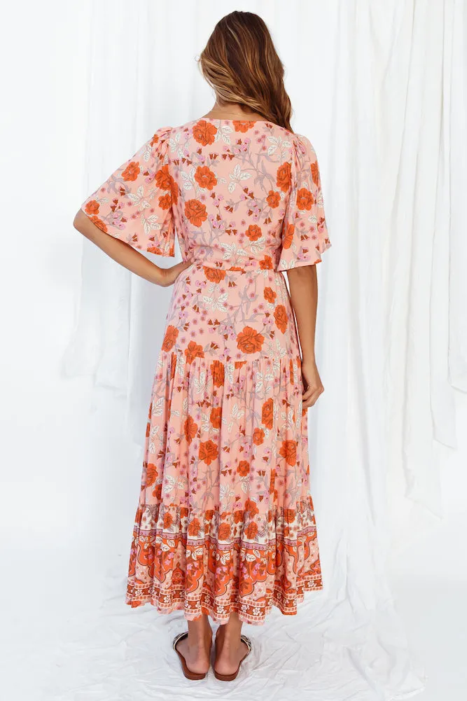 Kiss On The East Coast Midi Dress Orange
