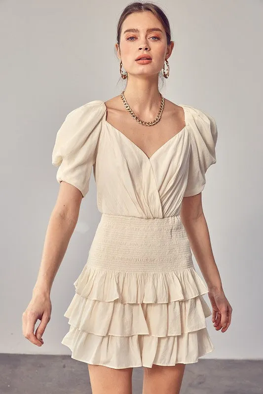 Leigh Ann Puff Sleeves Ruffle Dress