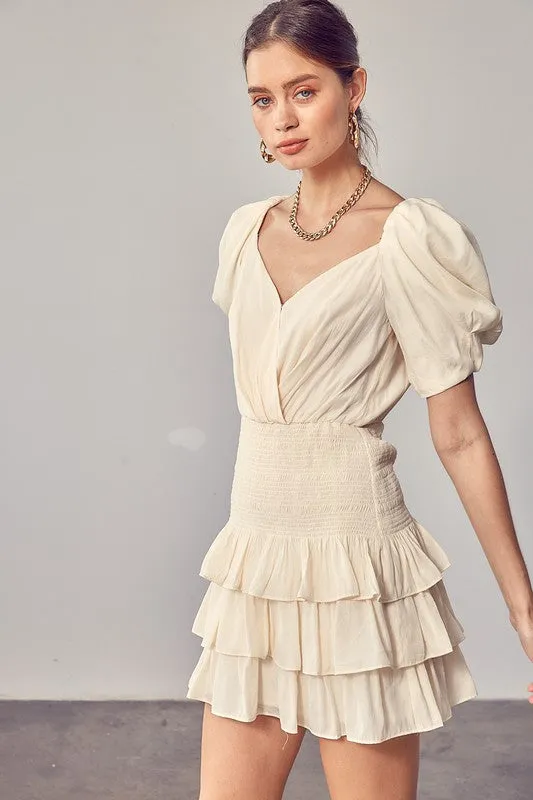 Leigh Ann Puff Sleeves Ruffle Dress