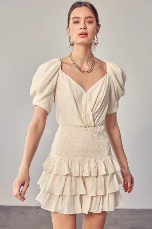 Leigh Ann Puff Sleeves Ruffle Dress