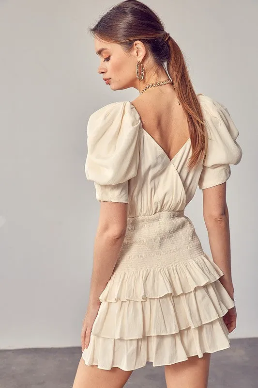 Leigh Ann Puff Sleeves Ruffle Dress
