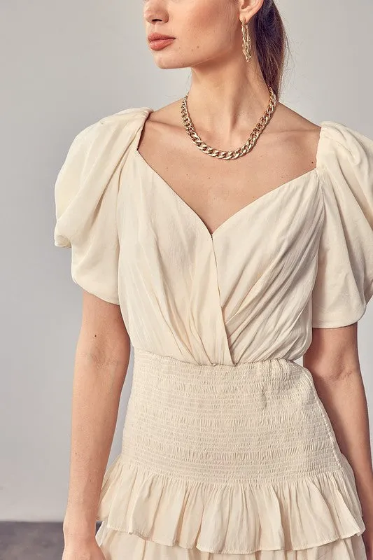 Leigh Ann Puff Sleeves Ruffle Dress