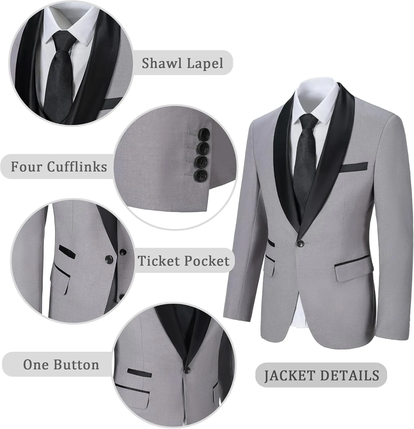 Mens Suit Slim Fit 3 Piece Suits for Wedding Formal Suit Jacket Vest Pants Set Business Casual Suits Prom Tuxedos