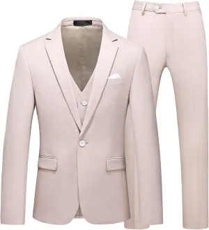 MOGU Men 3 Piece Suit Slim Fit Wedding Tuxedos Formal Prom Suits