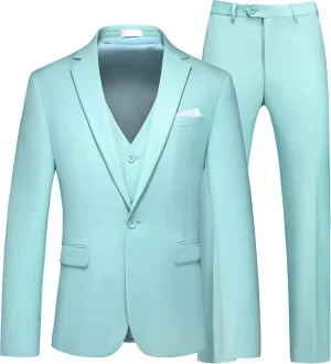 MOGU Men 3 Piece Suit Slim Fit Wedding Tuxedos Formal Prom Suits