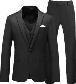 MOGU Men 3 Piece Suit Slim Fit Wedding Tuxedos Formal Prom Suits