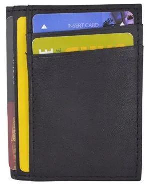 RFID Blocking Mini Wallet Genuine Leather Slim Front Pocket Wallet Ultra Thin Credit Card Holder Sleeve with ID Windows
