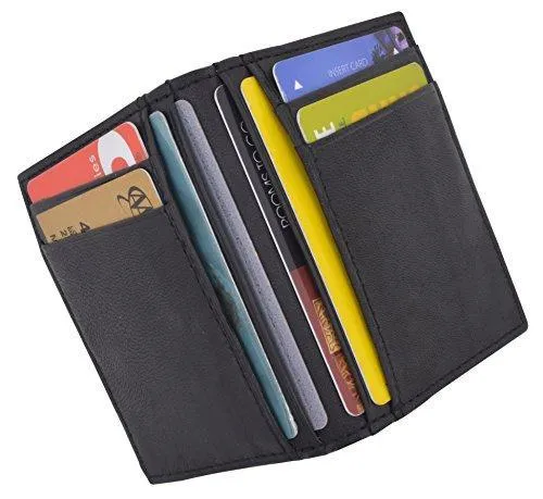 RFID Blocking Mini Wallet Genuine Leather Slim Front Pocket Wallet Ultra Thin Credit Card Holder Sleeve with ID Windows