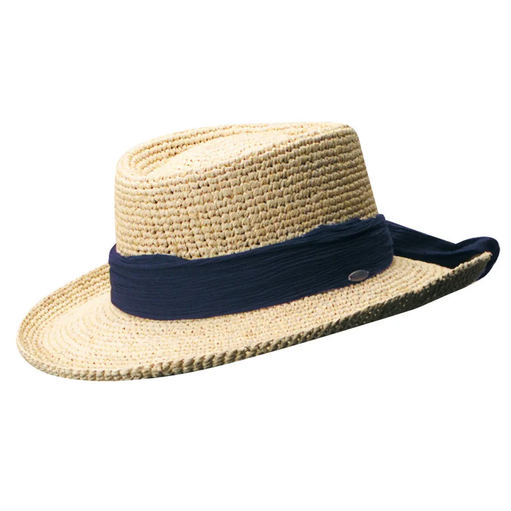 Scala - Manarola Raffia Gambler Hat with Heather Cloth Band