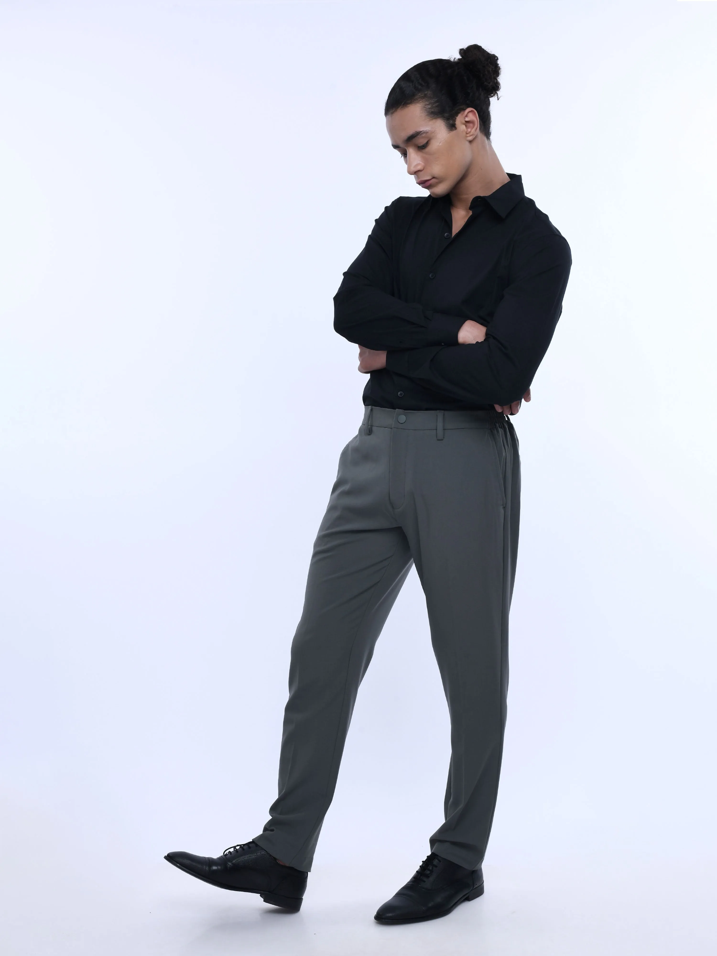 Soft Handle Tailored Dark Grey Trousers