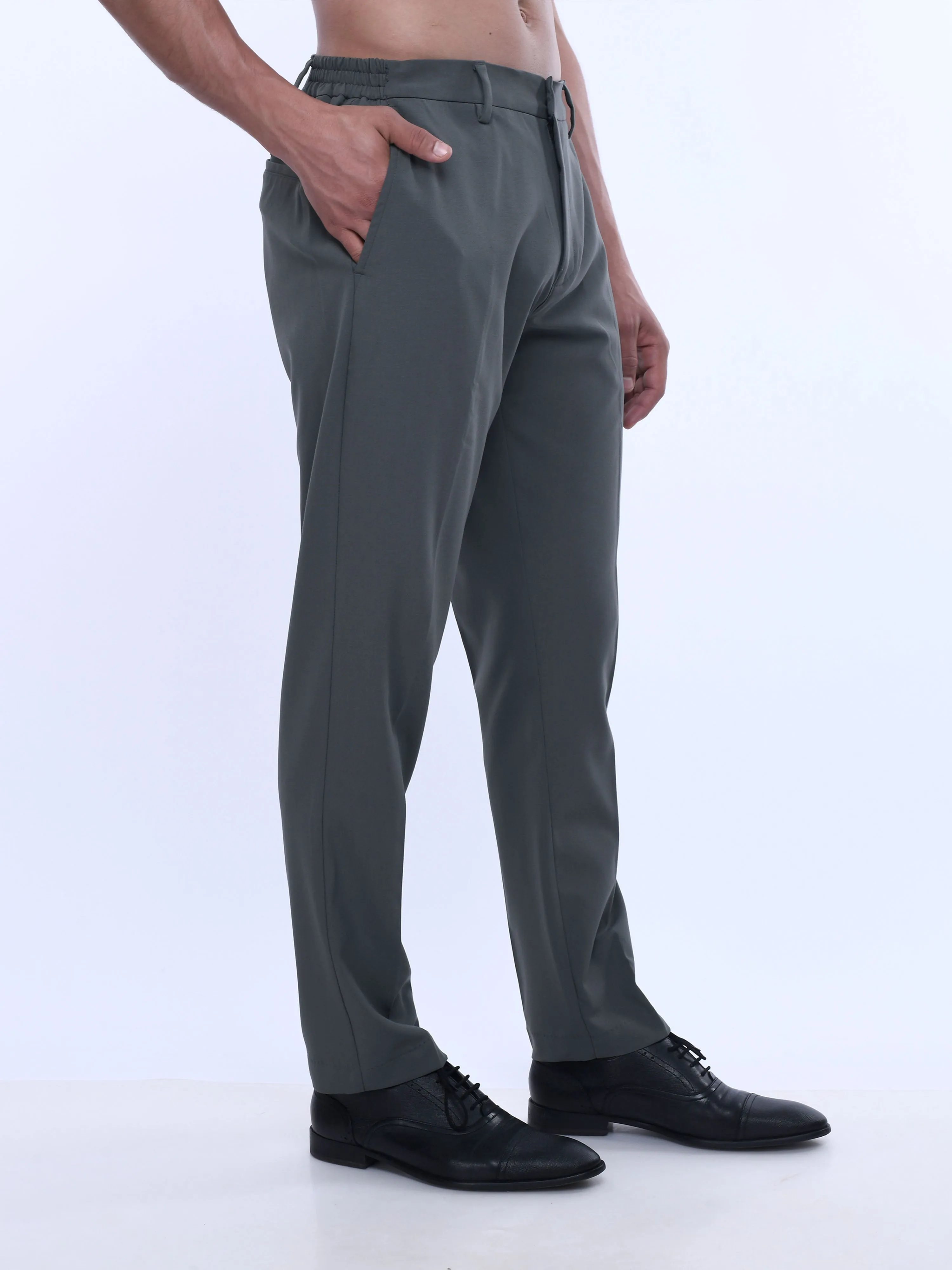 Soft Handle Tailored Dark Grey Trousers
