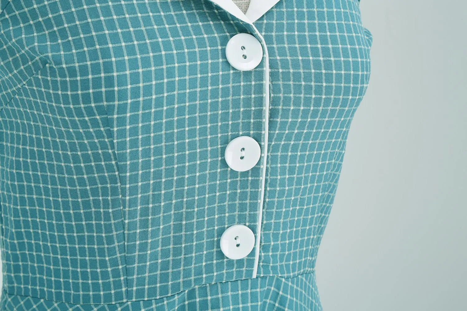 Women 50s Vintage Polka Dot Halter Cocktail Swing Dress Buttons 1950s Audrey Hepburn Dress