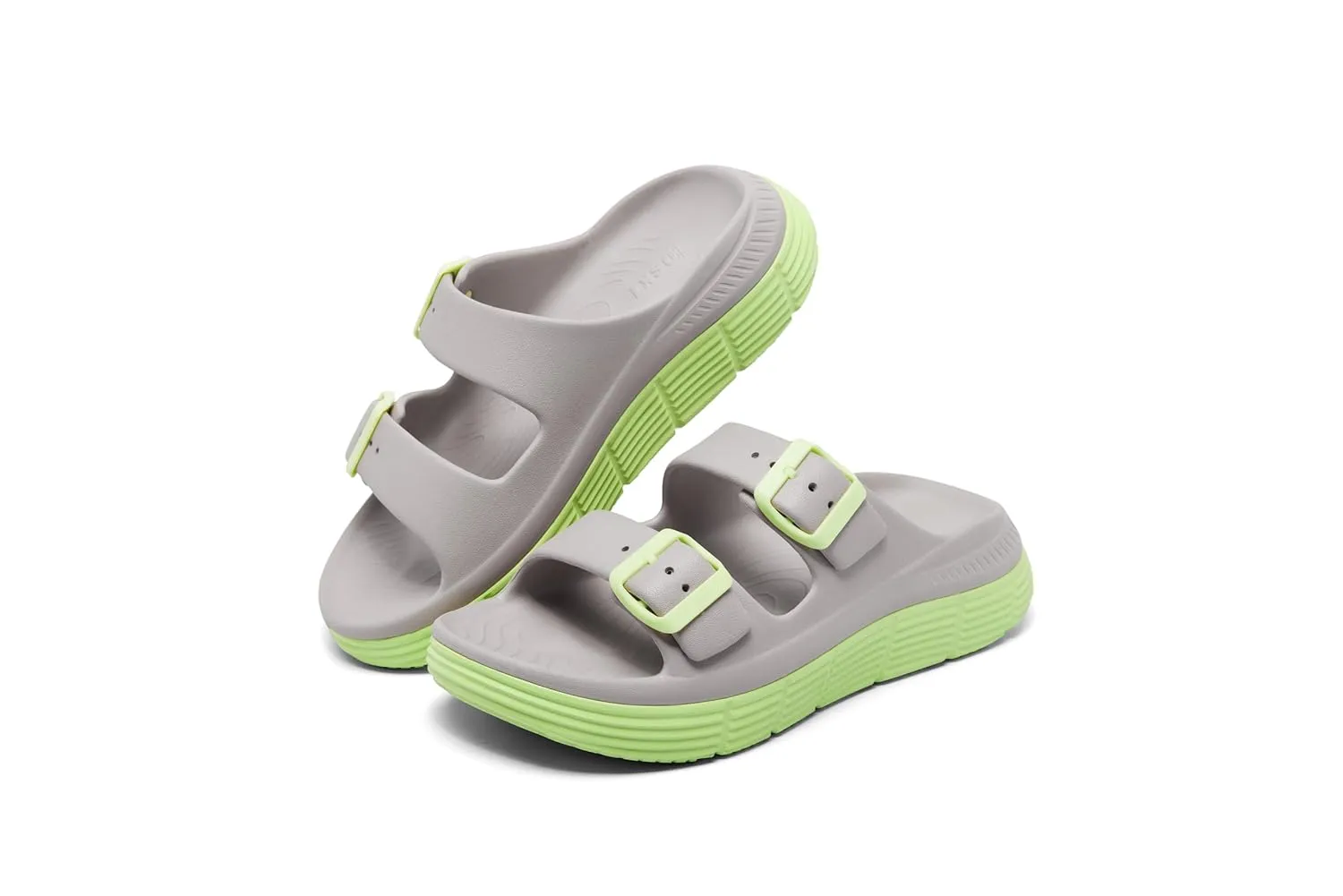 Womens Recovery Sandals With Comfortable Plantar Fasciitis Arch Support, Orthotic Adjustable Thick Cushion Sport Slides Reduces Stress on Feet, Joints & Back Post-Exercise (Gray, Adult, Women, 8.5, Numeric, US Footwear Size System, Medium)