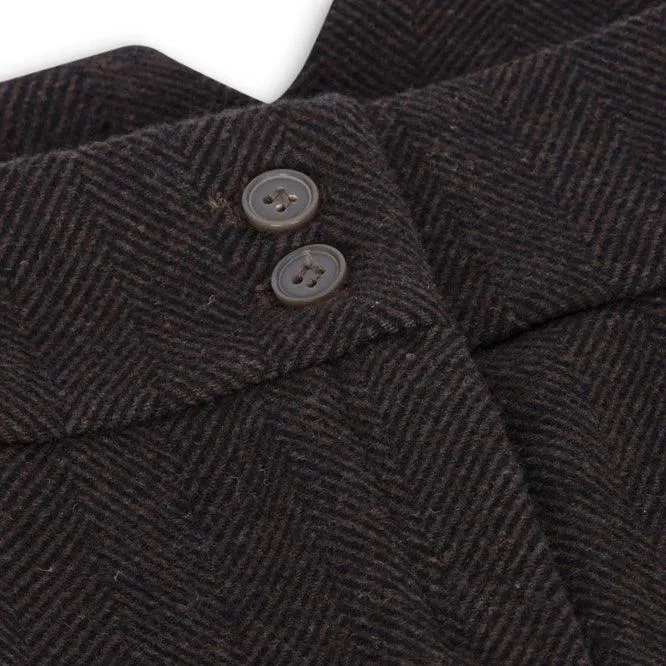 Womens Tweed Herringbone Blazer Jacket Waistcoat Brown 1920s Vintage Tailored