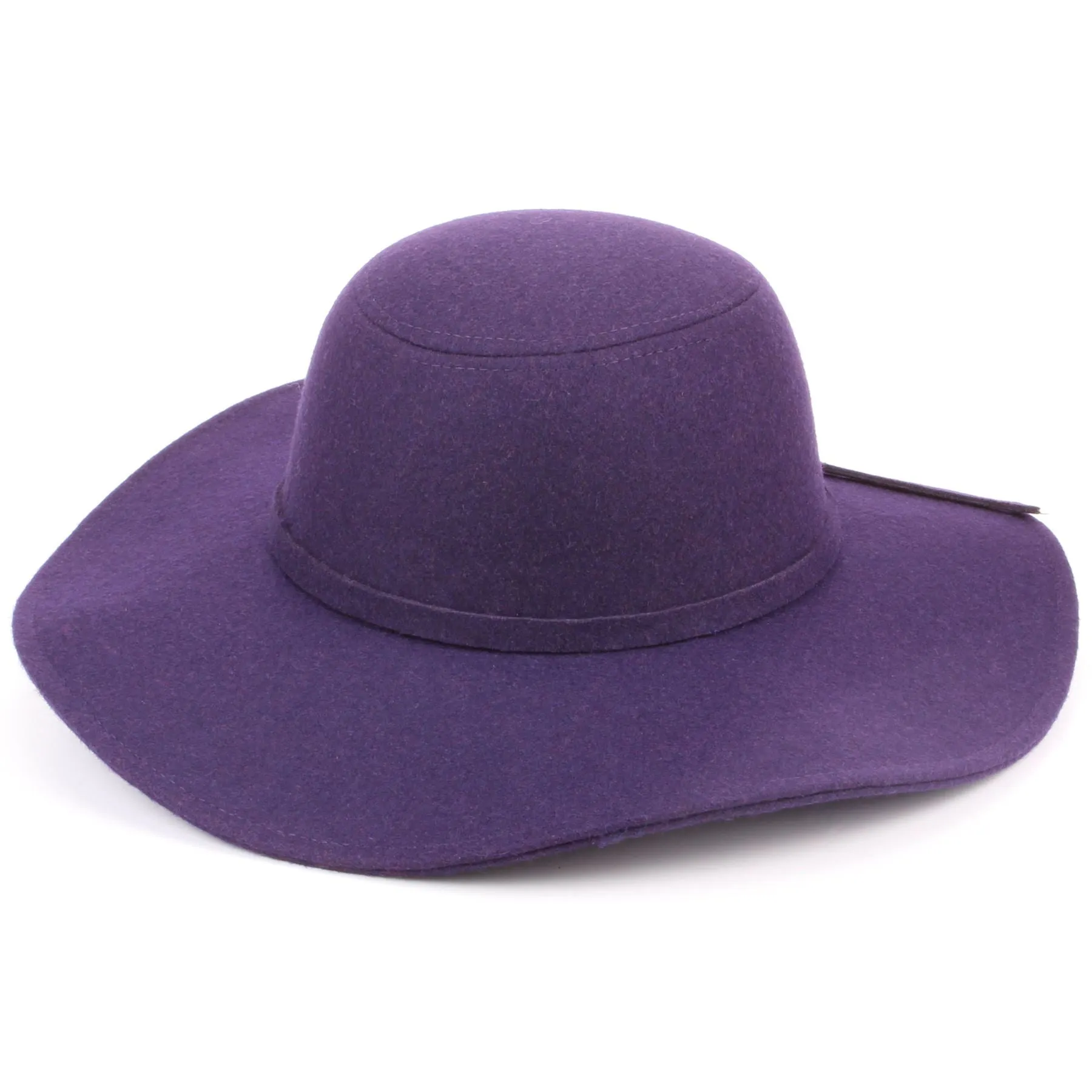 Wool felt wide brim floppy hat - Purple (One Size)